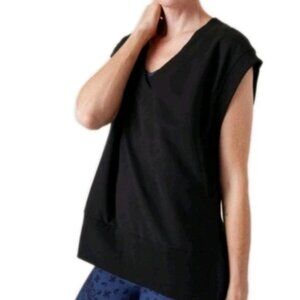 Athleta Black V-Neck Cap Sleeve Tank